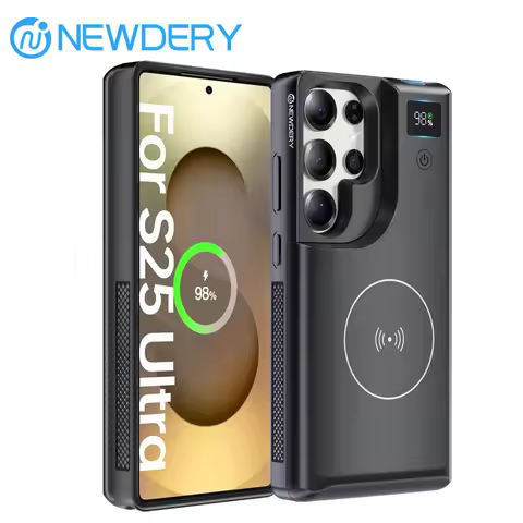 NEWDERY 10000mAh Magnetic Battery Charger Case for Samsung Galaxy S25 Ultra Battery Pack Portable Wi