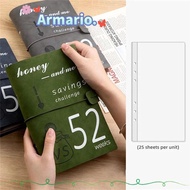 ARMARIO 52 Week Savings Challenge Binder, 6-holes Reusable Savings Binder, A5 with Cash Envelope Lea