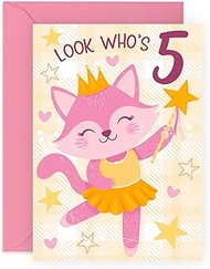 CENTRAL 23 Fifth Birthday Cards For Daughter - Ballet Cat 5 - Happy 5th Birthday Card Niece - Cousin