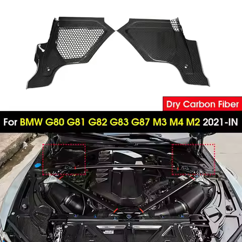 Rear Dry Carbon Fiber Engine Bay Cowls Grid Covers Carbon Fiber Top Corner Panels For BMW G80 G81 M3