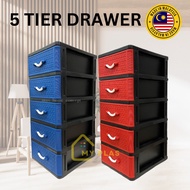 5 Tier Drawer Cabinet Multipurpose Cabinet Drawer Plastic Drawer Storage Cabinet/ Laci/ Almari Baju