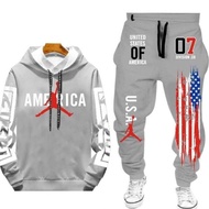 N_s Men'S/Women's Suits 1Set Long Hoodie+America Jogger Pants_Jorden