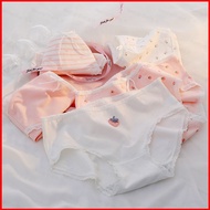 Women's Cotton Lace Edge Breathable Mid-Waist Brief Shorts