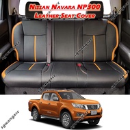 Semi Leather PVC Car Seat Cover - Nissan Navara NP300 Year 2015 (Black Base & Orange Lining) - Sarun
