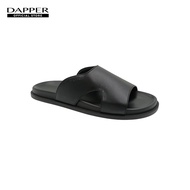 DAPPER รองเท้าแตะ Footbed Leather Slide Sandals สีดำ