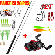 bc casting 1 set murah/joran bc casting 1 set/joran pancing set 1.65m/1.8m/2.1m Baitcasting Fishing 