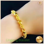 Vietnamese Sand Gold Bracelet for Women, 24K Gold Color Anklet, Lucky Bead Adjustable Chain, Fashion