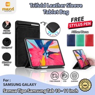 Samsung Tab S4 S5e S6 Lite S7 S8 Case Skin Pelindung Tablet Cover Trifold Sleeve Bag Leather Standing Mode Slot Pen