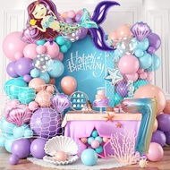 Mermaid Balloon Garland Kit for princess mermaid 1-7 th foil balloon Pastel party needs baby shower 