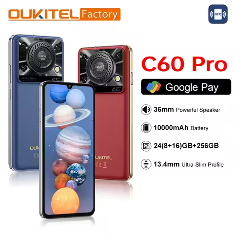 Global version Oukitel C60 PRO Smartphon 6.88"HD 90Hz 24GB(8+16)+256GB Telephone Portable 10000mAh B