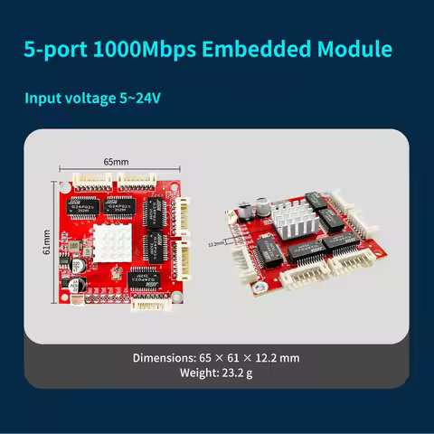 ONTi Mini 3/5 ports 10/100/1000Mbps Gigabit Ethernet switch PCBA for Embedded Integrated Module 9-57