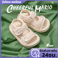 รองเท้าเด็ก รองเท้าแตะสำหรับเด็ก Cheerful Mario ของแท้ รองเท้าเด็กรัดส้น รองเท้าตาข่ายวัสดุ EVA สวมใส่นุ่มระบายอากาศ