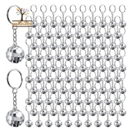 96Pcs Mini Disco Ball Keychains Disco Ball Favors Mirror 70s 80s 90s Disco Keychain Bulk Silver Disc
