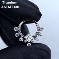F136 Titanium Cubic Zirconia Septum Daith Piercing Jewellery 16G 8mm 1 piece