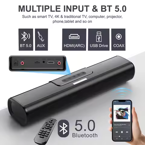 HiFi Surround Sound System Home Theater 3D Stereo Super Bass TV Soundbar Support USB HDMI/RCA Optica