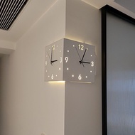 Simple Creative Corner Double-Sided Wall Clock Double-Sided Clock Wall Clock Living Room Mute Corner