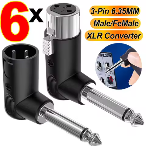 1-6PCS 3-Pin Balanced Audio Interface Profile XLR Plug Male to 6.35mm Female Adapter for Microphones