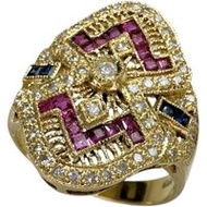 Size 11, 0.88ct sapphire, 0.46ct diamond, 18K gold, 4.6g, women's ring