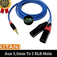 Cable hp to mixer jack mini aux 3.5mm stereo to 2 xlr male 50cm-5meter