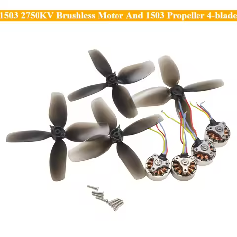 New 4Pcs 1503 2750KV Brushless Motor with 1503 Propeller 4-blade for FPV Racing Drone QuadcopterRC E