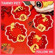 New Year Festive Cat Knitted Bib Pet Hand-Embroidered Fortune Character Collar Dog Chinese New Year 