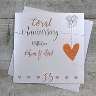 White Cotton Cards 35th Wedding Anniversary Handmade Card - Love Lines - LLA35MD