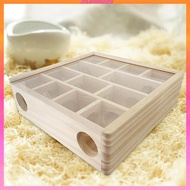 [Kloware2] Hamster Digging Box Container Multi Chamber Hideout Hamster Hiding Tool Wood Maz