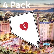 4 Pack | I Love Nevada State Shaped Decal Sticker with Red Heart | Water Proof 3.5 Inch | NV | Apply