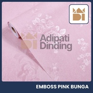 45CM X 8M 3D Premium Paper Textured Pink Flower Embossed Roll Wall Sticker Wallpaper