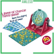 [Amleso] Bingo Game Set Bingo Machine Toy Bingo Chips Hand Crank Educational Classic