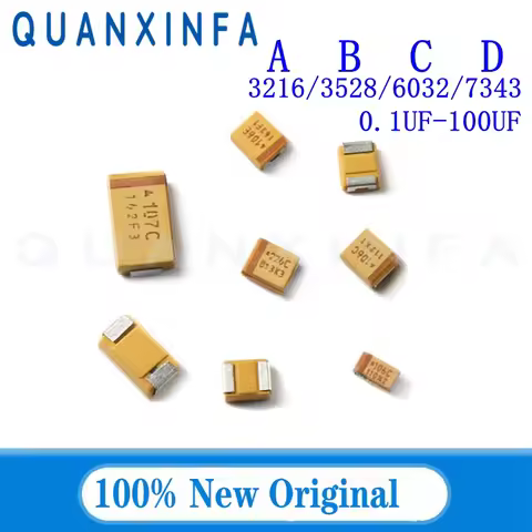 10PCS A B C D tantalum capacitor 1UF 0.22UF 100UF 4.7UF 10UF 22UF 33UF 47UF 6.3V 10V 16V 25V 35V 50V