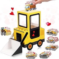 Pasimy DIY Valentines Day Mailbox with 33 Construction Vehicle Cards Valentines Day Crafts for Kids 