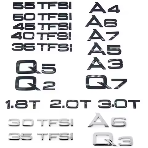 Audi Black Silver 1.8T 2.0T 2.4 3.0T 3.2 3.6 4.2 A3 A4 A5 A6L A7 A8L Q3 Q5 Q7 Emblem Car Rear Sticke