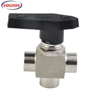 【VOGZONE】3 Way Ball Valve 304 Stainless Steel BSPP Female Thread Valve For Water