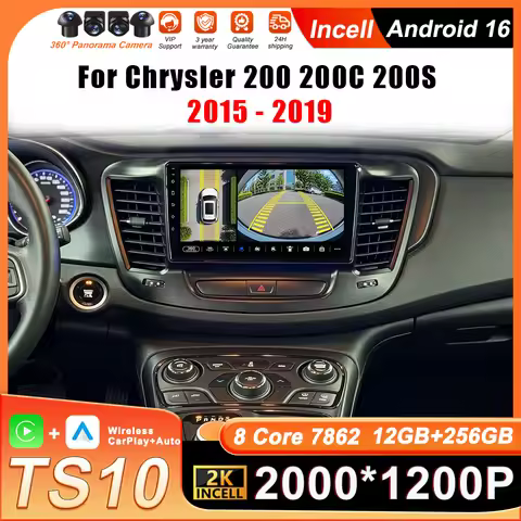 Android 16 For Chrysler 200 200C 200S 2015 - 2019 Car Radio Player GPS Navigation Carplay Wireless A