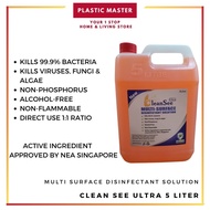 5L Alcohol Free CleanSee Ultra Multi Surface Disinfectant Solution 1:1 Ratio Sanitizer Spray Gun Refill Spray &amp; Use