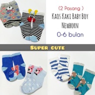 (2 pairs) baby boy Socks 0-6 months newborn baby boy socks with cute, unique colored motifs