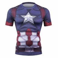 3D Printed Captain America Shield Civil War Tee T-Shirt Men Marvel Avengers 3 Iron Man Fitness Cloth