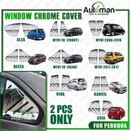 Rear Window Cover Chrome Perodua Myvi 2010 - 2026 Bezza Axia Alza Kancil Viva Side Louver Cover Acce