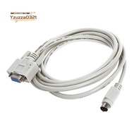 DB9P to 8P Mini Din RS232 Download Cable White 8.2 Ft for PLC -EH