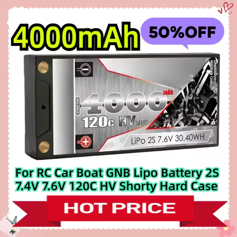 For RC Car Boat GNB Lipo Battery 2S 7.4V 7.6V 4000mAh 120C HV Shorty Hard Case