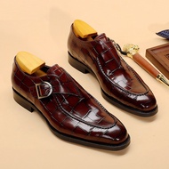 COD Big Size 38-48 Men's Formal Monk Strap Shoes Comfortable High Quality Crocodile Weddind JKFDGFDS