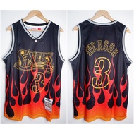 NBA CLASSIC HWC FLAME EDITION SIXERS 3 ALLENIVERSON BLACK MITCHELL&NESS BASKETBALL JERSEY