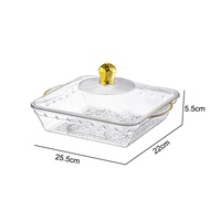 Mainland Piring Buah dengan Tutup Piring Saji Kue Roti Snack Piring Prasmanan Daging Sayur Transpara