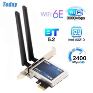 Desktop Wi-Fi 6 Intel AX210 PCIe WiFi Adapter Bluetooth 5.2 3000Mbps 2.4G 5G 6G 802.11ax AX210NGW Wireless Wifi 6E