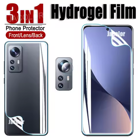 3 IN 1 Hydrogel Film For For Xiaomi 12 Pro 12X 11T Pro Screen Protector+Back Cover Gel Film+Cam Glas