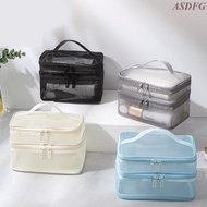 Mesh Double Layer Makeup Bag Travel Portable Wash Bag Simple Cosmetics Storage Bag Toiletries Bag Wa