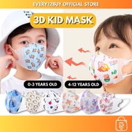 0-12 Years Old 50pcs 3D Kid Mask Disposable 3 Layer 3 Ply Mask Toddler Mask Baby Cartoon Face Mask 儿童小孩囗罩