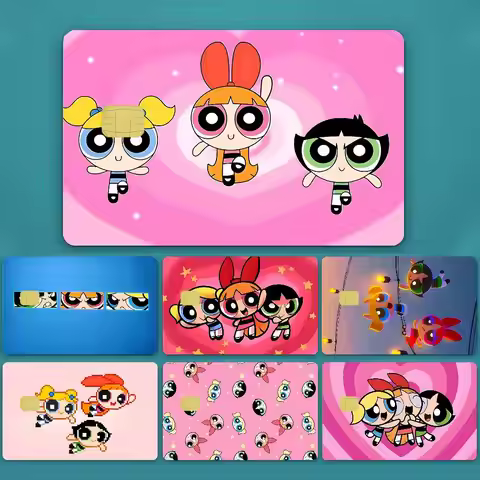 Cute Anime-T-the-Powerpuff-S GirlsS Kawaii Credit Debit Card Film Skin Sticker Credit Card Skin Stic
