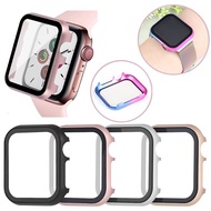 【Apple Watch Case】Apple Watch Series 7/6/se/5/4/3/2/1 Metal + Tempered Glass Anti-Scratch Screen Protector Cover 41mm 45mm 42mm 38mm 40mm 44mm Full Cover Case